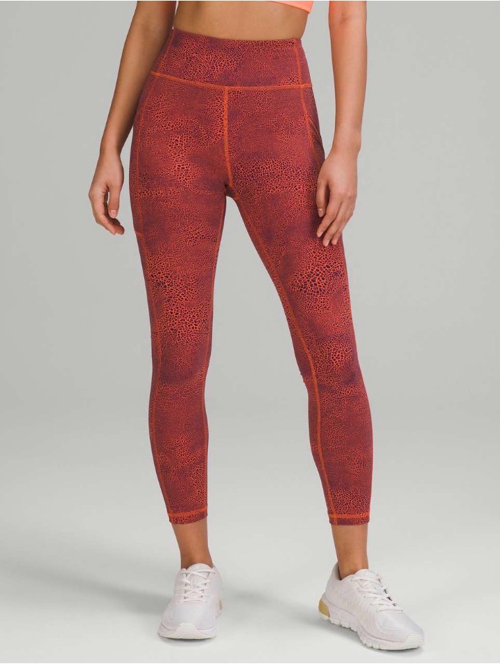Lululemon Athletica High-Rise Textured Red-Orange Leggings